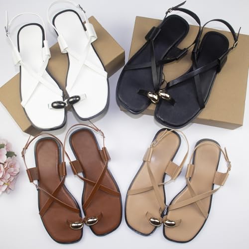 Yytcsjz Strappy flat Sandals for Women, Women Orthopedic Bunion Corrector, Open Toe Leather Sandal Shoes, with Arch Support4