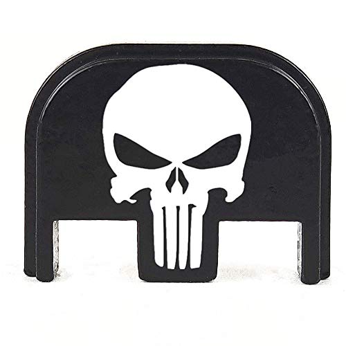 TOFEIC Laser Engraved Rear Cover Slide Back Plate Magwell for 9mm 10mm .40 .45 .357 .22lr .380 Glock 17-41 Gen 1-5 and Glock 44 45, Punisher Skull