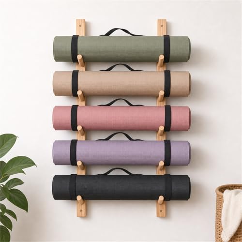 TapferBahn Support Mural pour Tapis d'exercice,Organisateur Mural pour Salle De Yoga,Porte-Tapis De Yoga en…