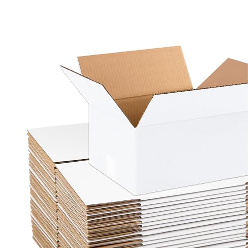 Image of BOX USA White Medium Shipping Boxes 12x10x6, 25-Pack