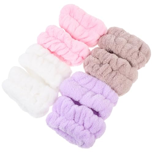 4 Pairs Absorbent Wash Wrist Bands, Flannel Elastic Fit Set