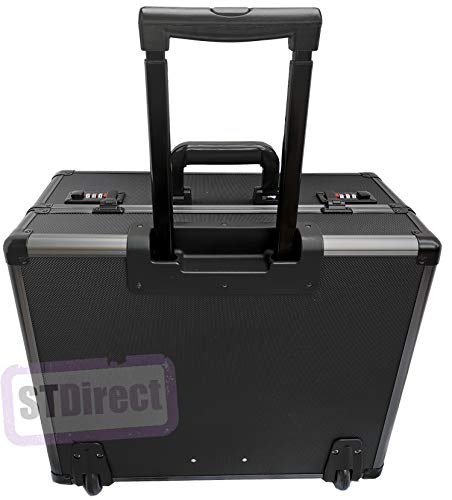 Crystals Limited Pro XL Black / Gun Metal Aluminium Pilot Trolley mit Rollen Hard Aktenkoffer Flight Attache auf Rädern Crystals Limited Pro XL Black / Gun Metal Aluminium Pilot Trolley mit Rollen Hard Aktenkoffer Flight Attache auf Rädern