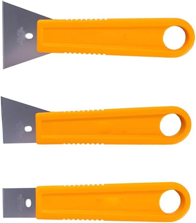 3 Pack Paint Scraper Tool, 25mm/43mm/60mm Metal Blade Scraper Knife Cleaning Tool for Removing Wallpaper Adhesive Caulk Puttying and Dirt