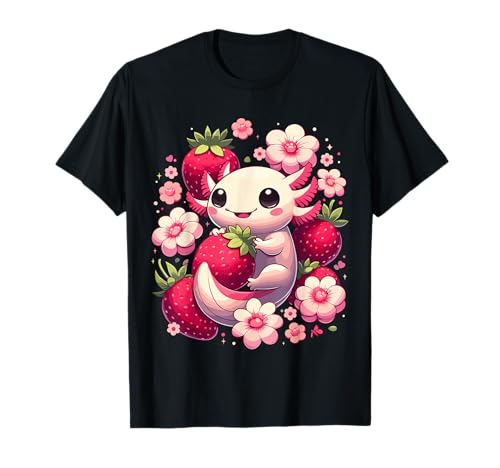Cute Axolotl Kawaii Anime Axolotl Strawberry T-Shirt