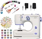 Stoigeld Machine à coudre pour débutants avec 20Pcs Tissu & 32Pcs Kit de fils à coudre, Machine à coudre portative avec 12 Emplacements intégrés & 2 Vitesse (vitesses basses)