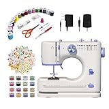 Stoigeld Sewing Machine for Beginners with 20Pcs Fabric & 32Pcs Sewing Threads Kit,Portable Sewing Machine with 12 Built-in Stitches & 2 Speed(High-Low Speeds)