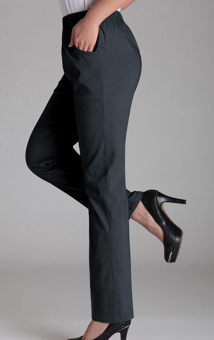 Soojun Womens Summer Elastic Waist Comfy Stretch Pull On Pants - Image 2