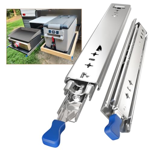AOLISHENG Glissiere Pour Tiroir Charge Lourde 700 mm Avec Serrure Charge max 120 kg Pour Camping Car & Van Latéral Coulisse de Tiroir Sortie Totale Rail Coulissant Glissière a Bille 1 Paire(2 pièces)