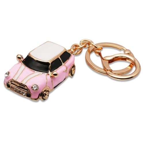 Benust Auto Schlüsselanhänger mit Schlüsselring Rosa Automodell-Schlüsselanhänger Auto Geschenk Metall Schlüssel Anhänger für Motorrad Fahrrad