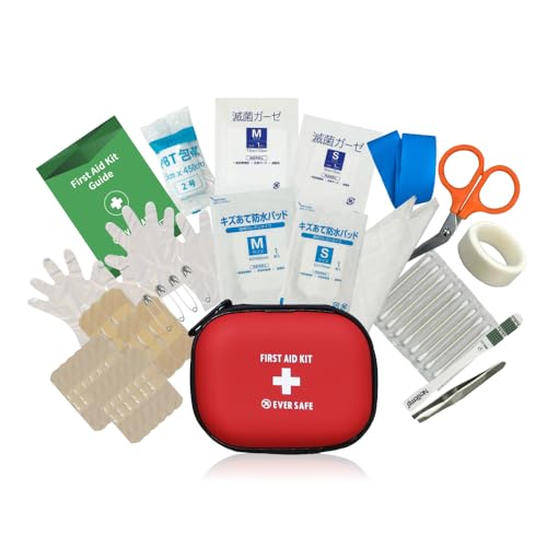 EVERSAFE ファーストエイドキット 救急セット 救急箱 防災グッズ 防災士監修 応急処置 キャンプ アウトドア 登山 車載 スポーツ 怪我 事故 軽量 コンパクト 携帯用 FAEM01