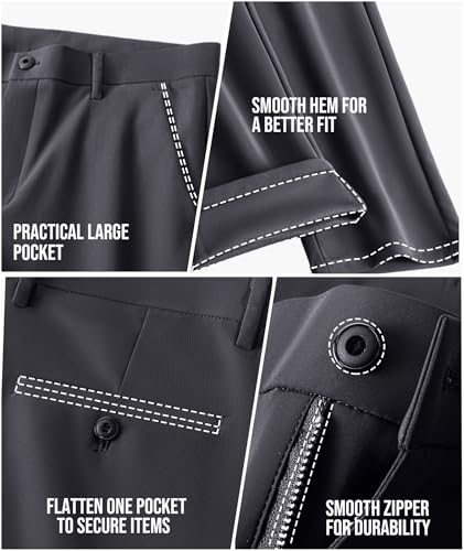 Safort Mens Golf Pants Dress Work Stretch Slim Slacks Classic Fit Comfy Straight Leg Casual Trousers with Pockets4