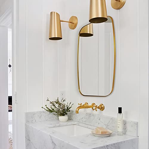 Andy Star Gold Oval Mirrors For Bathroom, Large 24X36’’ Brushed Gold Metal Framed Oblong Wall Mirror, Modern Gold Vanity Mirror In Stainless Steel Frame Wall Mount Horizontal Or Vertical #TOP29