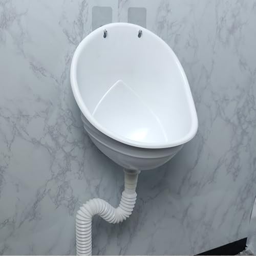 Urinal para hombres, montaje en pared, de plástico PP, sin descarga de agua, antiobstrucción y antiodor, para baño, escuela, obra o exterior (blanco) miniatura 5