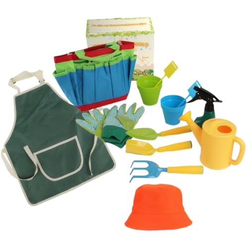 Juego de jardinería para niños en el huerto familiar para aprender jugando al aire libre