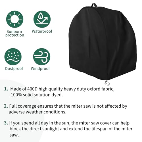 AKEfit Miter Saw Cover,Waterproof & Dustproof Portable Table Saw Cover for Most Miter Planers,28.3''L x 24''W x 28.3''H-Black by AKEfit - Image 5