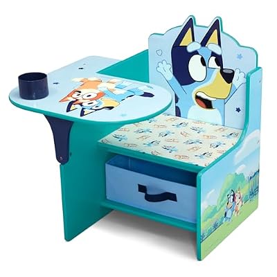 مكتب كرسي Delta Children Bluey مع سلة تخزين - معتمد من Greenguard Gold ، أزرق