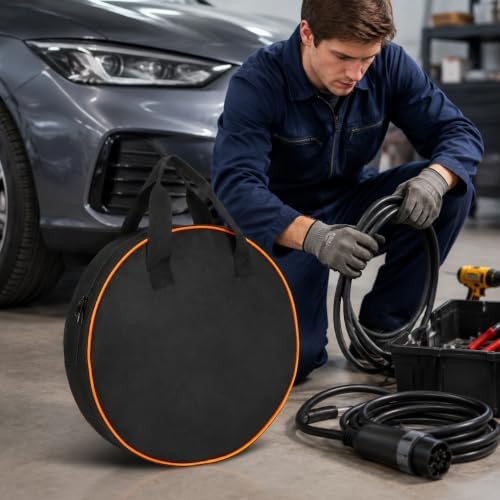 Bolsa de armazenamento de cabo carregador EV de 14,56 polegadas de diâmetro, redonda, impermeável, portátil, organizador...