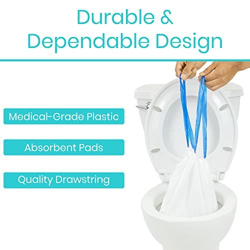 Vive Toilet Bowl Liners With Super Absorbent Pads (24 Pack) - Most Absorbent On Market - For Commodes Camping, Camp, Hurricane Preparedness Items Supplies Kit - Portable Porta Potty Bag #TOP4