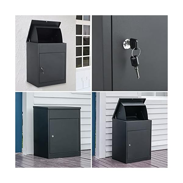 Wall Mounted Parcel Drop Box , Black Lockable Delivery Box for Parcels