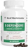 Real Mushrooms 5 Defenders - Adaptogenic Mushrooms Complex with Chaga, Reishi, Turkey Tail, Maitake & Shiitake for Wellness Support - Mushroom Beta Glucan Capsules - 90 Count