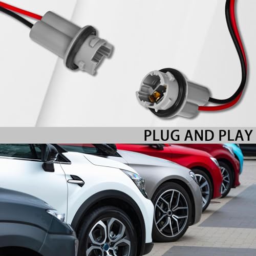 Hirificing 2PCS T15 Harness Pigtail Socket, 194 Bulb Socket Tail Light Wire Wiring Harness T10 T13 T15 Turn Signal Brake Side Marker Light Bulb Adapter Cable Harness Connector for GM Chevrolet (Grey)