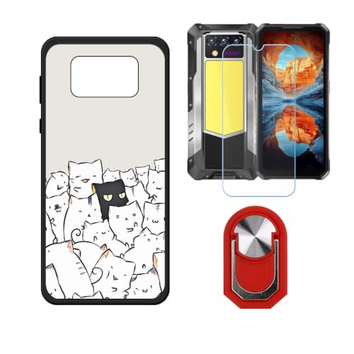 BMPNLSZ �K�p Oukitel WP100 Plus�p+HD�����K���X�ɓK�����ėpTPU�P�[�X + �w?�X�^���h�� - WZ21 | �V���J�Q���P�[�X�o���p�[�ی�o�b�N�P�[�X-�ɓK����9�d�x�X�N���C�u�h�~�X�N���[���v���e�N�^(6,8") + ���O��