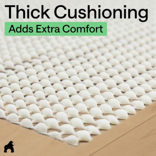 GORILLA GRIP® Slip Resistant Rug Gripper Pads for Hardwood Floor, Cream | Strong Grips Help Keep Area Rugs Safe in Place for Tile, Vinyl and Hard Wood Floors, Floor Protection for Under Carpets, 2x3