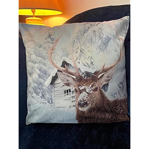 Mezzaluna Gifts Large Winter Deer Stag Cushion Cover