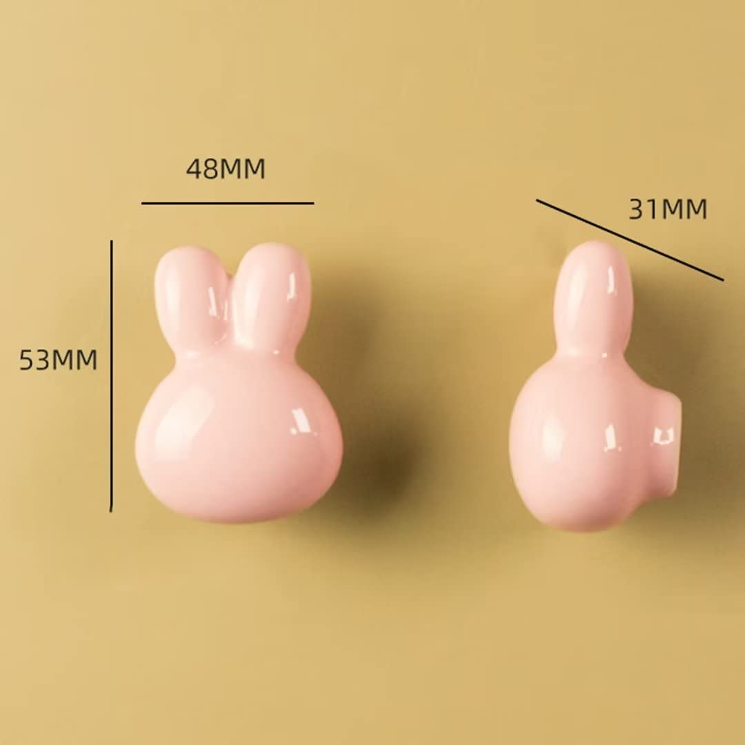 Bouton en cristal, boutons de dessin, 8 pièces en forme de tête de lapin pour armoire, poignée de tirage, boutons en céramique, boutons mignons, poignées de tiroir d'armoire, poignées de