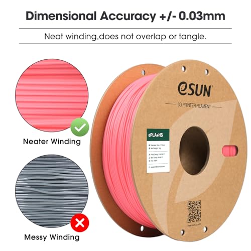 Image of eSUN High Speed PLA+ Filament 1.75mm, 3D Printer Filament Speedy PLA Plus for Fast Printing, Dimensional Accuracy + /- 0.03mm, 1KG Cardboard Spool (2.2 LBS) 3D Printing Filament for 3D Printers, Pink