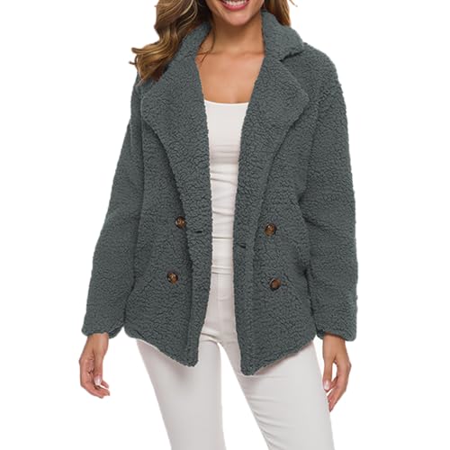 Womens Sherpa Fleece Coats Open Front Button Coat Casual Fuzzy Teddy Bear Coat Oversized Warm Winter Outerwear2