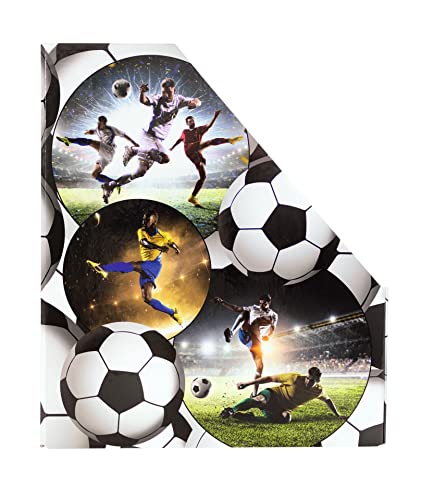 HERMA 19716 Stehsammler A4 mit Fussball Motiv, 7,5 cm breit, faltbar, stabile Pappe, schmaler Zeitschriftenhalter für Mädchen & Jungen, Stehordner zum Aufbewahren von Dokumenten, Unterlagen, Mappen
