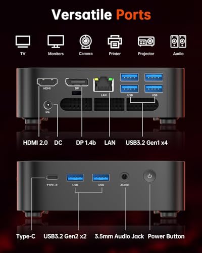 ACEMAGICIAN K1 Mini PC, AMD Ryzen 5 7430U (6C/12T, Bis zu 4.3Ghz),16GB LPDDR4 512GB M.2 SSD Micro PC mit Windows 11 Pro | 4K Triple Display | Type-C | Dual Ethernet | WiFi 6 | BT 5.2 – Ansicht 8