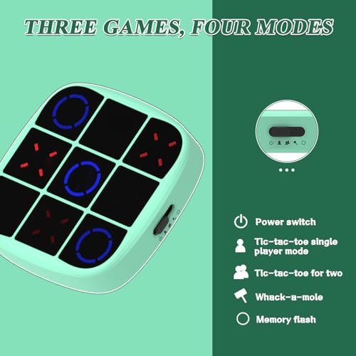 Tic Tac Toe Bolt Game, 4-in-1 Handheld Puzzle Game Console, Electronic Infinites Tic Tac Toes Bolt Travel Games for Educational and Memory Growth, Portable Fidget Toy Board Games for Kids and Adults