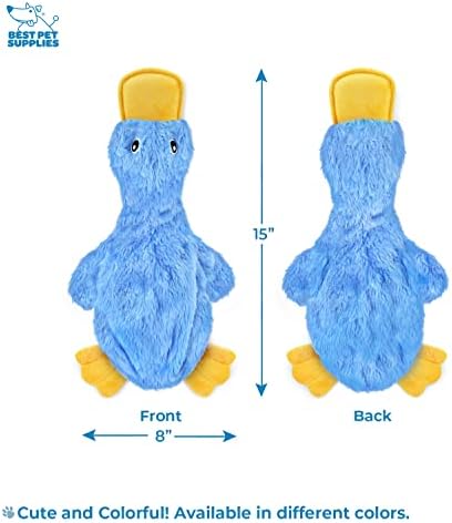 Best Pet Supplies Interactive Squeaky Dog Toy - Crinkle Duck, Blue | Stuffing Free Body, Soft, Squeaks & Crinkles, No Mess, Perfect for Moderate Chewers, Toss and Fetch Play - View 6