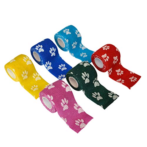 Pet Supply 6pcs Atadura autoadesiva para animais de estimação Atadura de tecido não tecido impressa