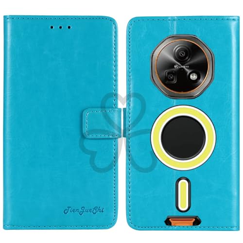 TienJueShi Blue Book Stand Retro Flip Leather Protector Phone Wallet Gel Cover Etui TPU Silicone Case For Dooge Fire 7 Pro 6.6 i