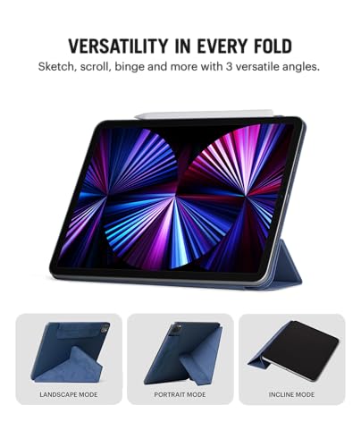 Image of DailyObjects Pleat Y-Fold Magnetic Case for iPad Pro 11-Inch (4th Gen, 2022 | 3rd Gen, 2021 | 2nd Gen, 2020) - Atlantic Blue