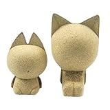 EXCEART 1 Pair Unfinished Wood Animal Ornament Blank Wood Cat Peg Doll Figure Cutout Table Statue...