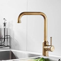 Kelelife Grifo de Cocina Latón Antiguo 360° Giratorio Grifo para Fregadero Encimera Monomando Fregadero Grifería