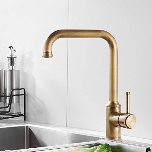Kitchen Sink Tap Antique Brass Single Lever Kitchen Mixer Tap with Swivel Spout