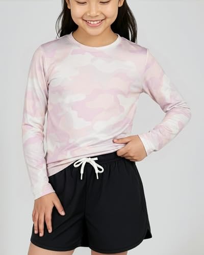 Image of Real Essentials 4 Pack: Girls' Dry-Fit Long Sleeve Crew Neck T-Shirt - Athletic Activewear Soccer Top for Teens Kids Youth
