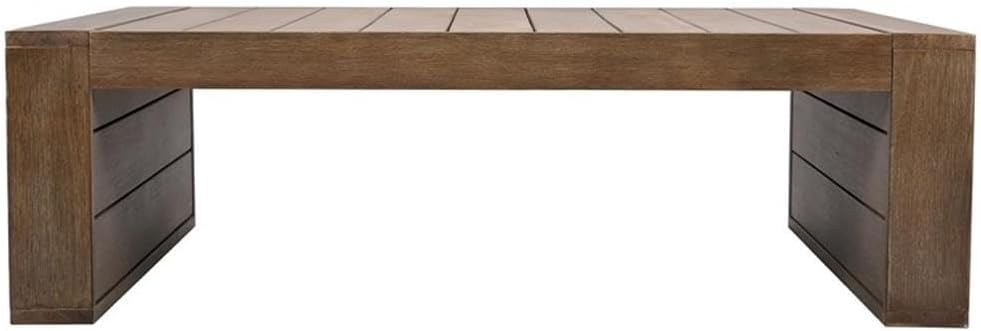 Pemberly Row Eucalyptus Wood Patio Coffee Table, 45.7 in x 29.1 in x 14.2 in, Natural Finish, Spacious Top for Drinks or Decor, Rustic Outdoor Table for Patio, Garden, Deck or Coastal Seating Area