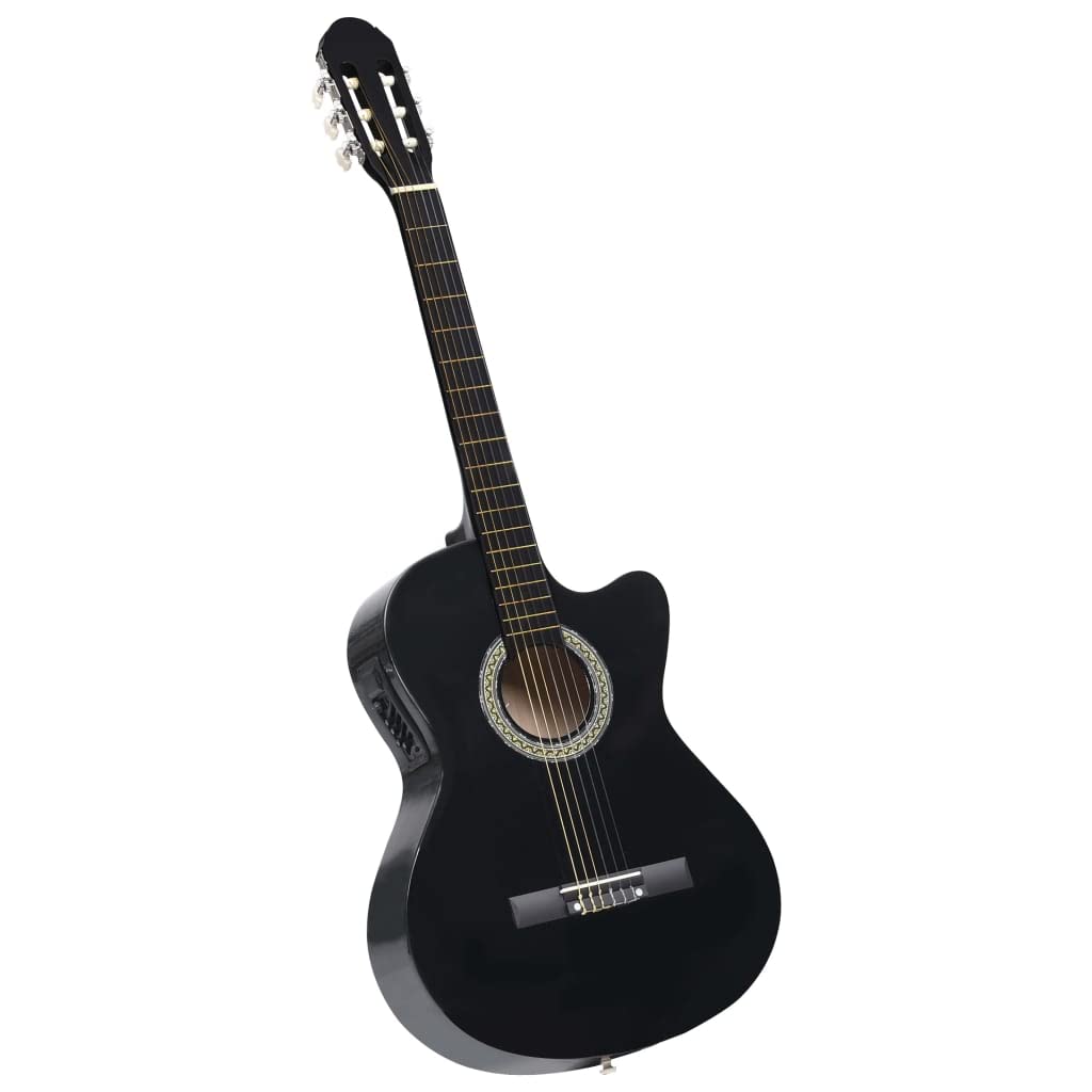 Western Akustik Cutaway Gitarre mit Equalizer 6 Saiten Westerngitarre Akustikgitarre Konzertgitarre Saiteninstrument Musikinstrument Schwarz