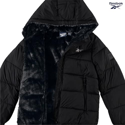 Image of Reebok Girls Winter Coat - Heavyweight Quilted Sherpa Lined Parka Puffer Jacket - Warm Winter Jackets for Girls