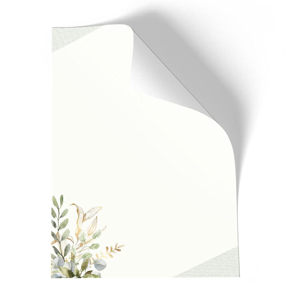 Carta da lettera decorata RAMI VERDI DIN A4 Fiori & Petali