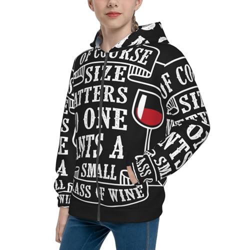 Wine Funny Kid Hoodies Boys Zip Up Sweatshirts Girls Pullover with Pocket