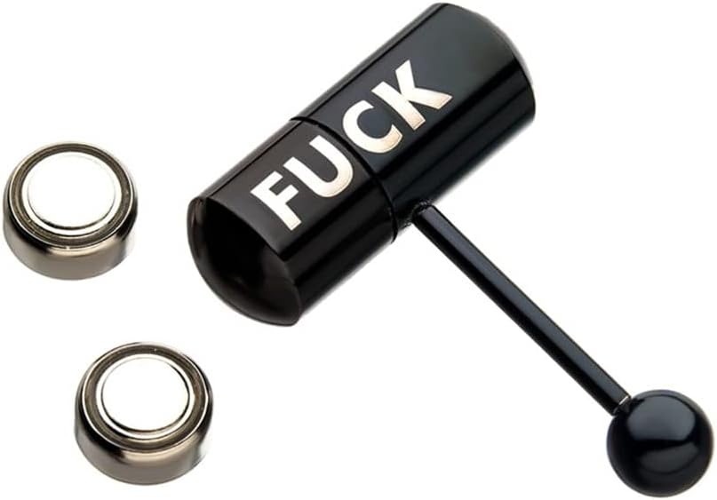 Luxe Modz Vibrating Barbell Tongue ring 14 Gauge Surgical Steel Ion plated Black Fxxx Logo