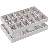 ALIIP Aparador Organizador de Terciopelo, 2 Piezas Bandeja Organizador de Joyas,...