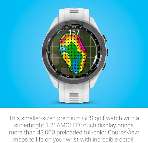 Image of Garmin Approach S70 (White, 42mm) Golf GPS Watch Bundle - AMOLED Display, Virtual Caddie & PlaysLike Distance - Includes PlayBetter 5000mAH Portable Charger & Screen Protectors (Renewed)